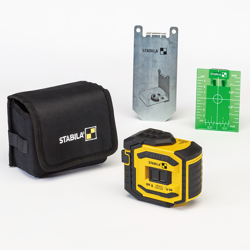 Stabila LAX 300 G Cross Line Plus Plumb Point Laser 4 Piece Set 19033