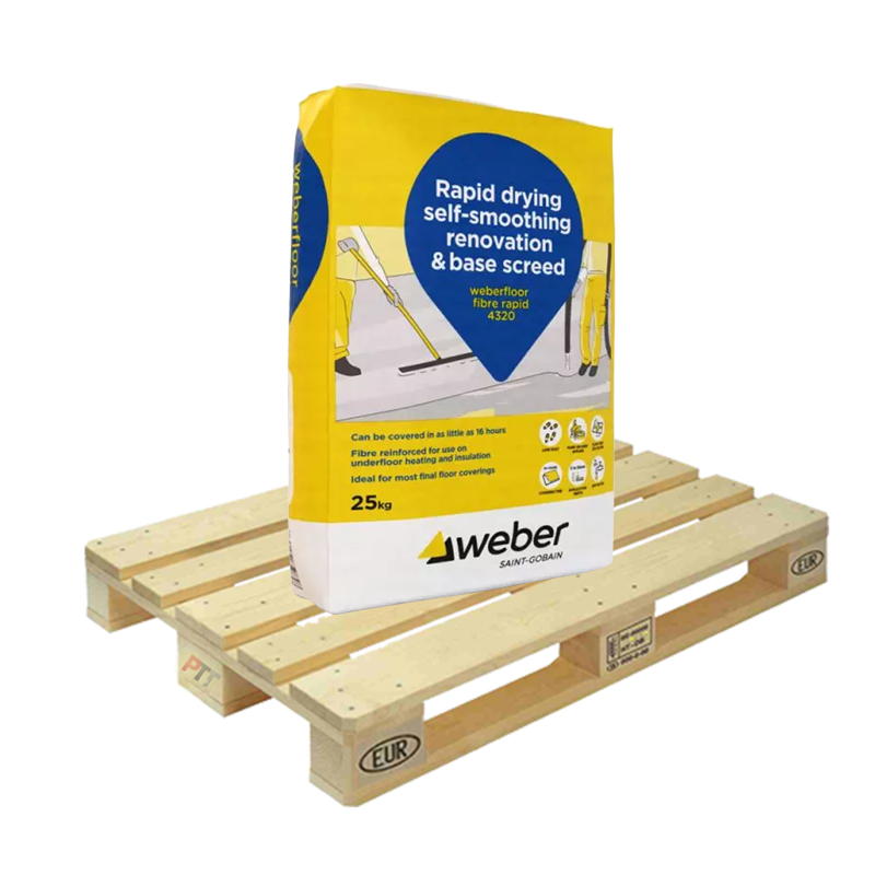 Weber Weberfloor Fibre Rapid 4320 Smoothing Self Levelling Compound 25kg Half Pallet (20 Bags Tail Lift)